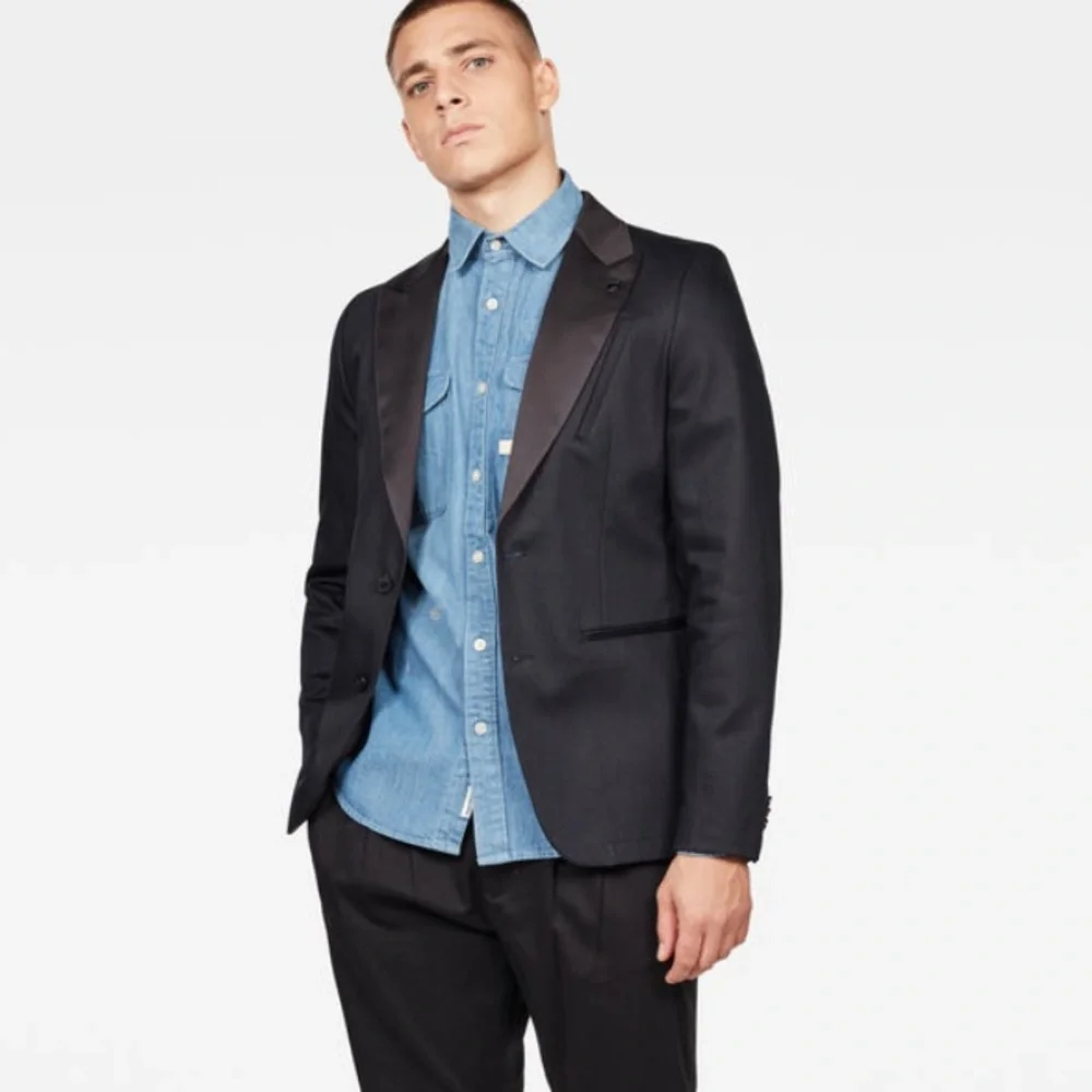 G-STAR RAW BLACK COTTON TUXEDO BLAZER NWOT SIZE LARGE BADAZZ